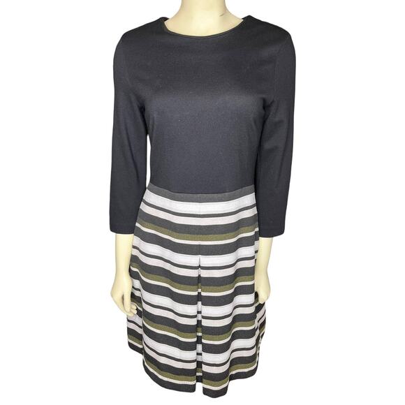 Hobbs London 3/4 Sleeve Dress Striped Skirt - Picture 1 of 5